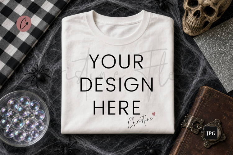 Gothic Halloween White Shirt Mockup