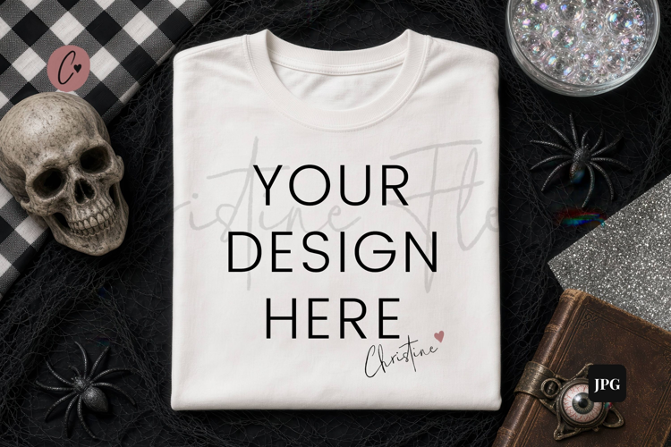 Gothic Halloween White Shirt Mockup