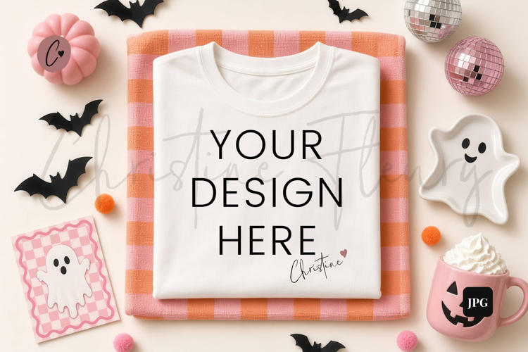 Preppy Halloween White Shirt Mockup