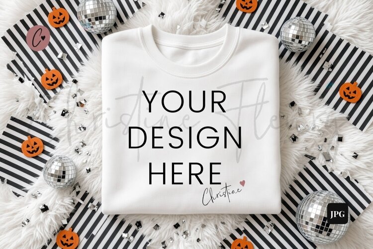 Halloween White Sweatshirt Mockup example image 1