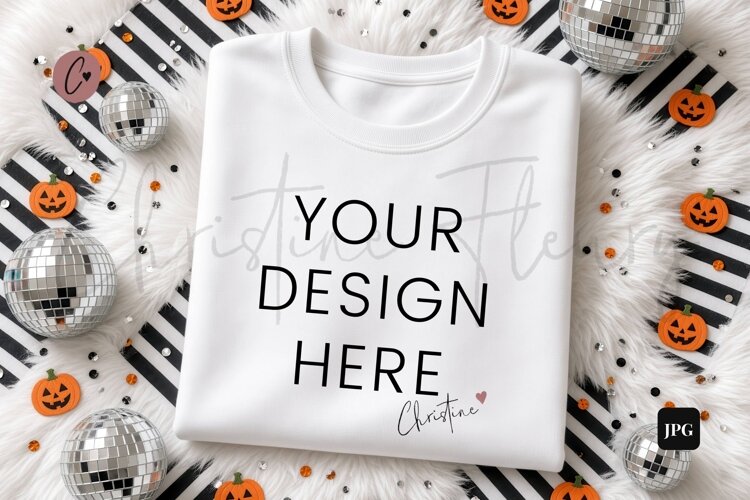 Halloween White Sweatshirt Mockup example image 1