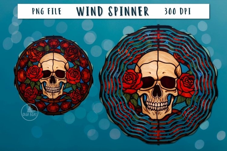 Skull Wind spinner sublimation | Skull rose example image 1