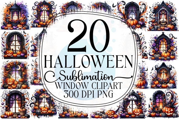 Halloween Window Sublimation - Clipart PNG Bundle example image 1