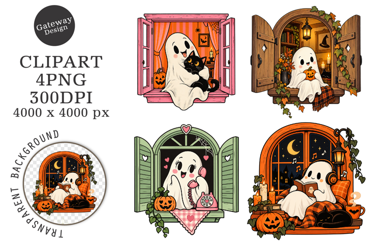 Halloween Window Ghost PNG