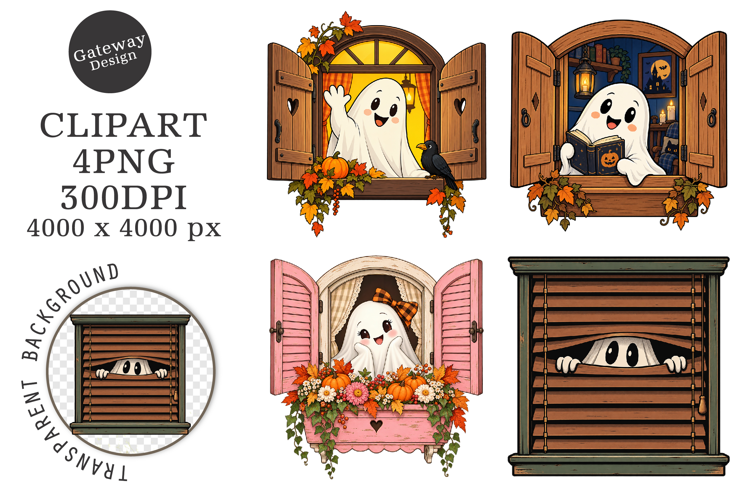 Halloween Window Ghost PNG
