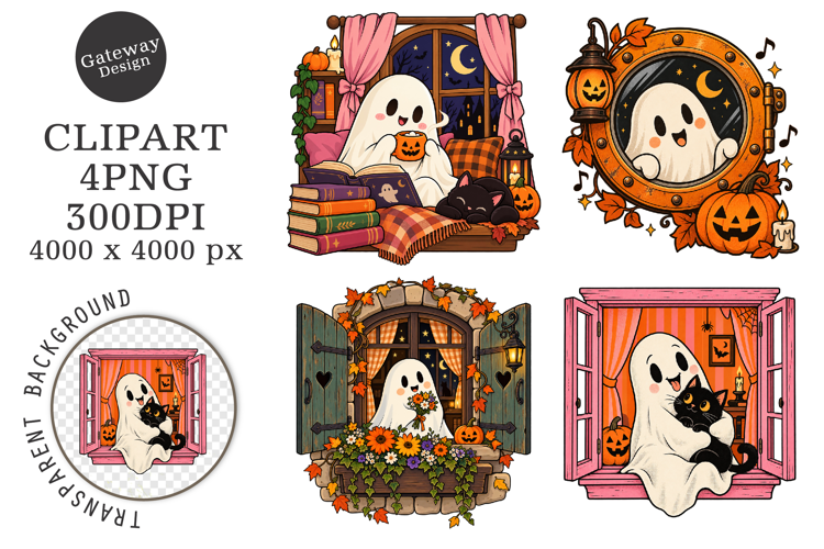 Halloween Window Ghost PNG