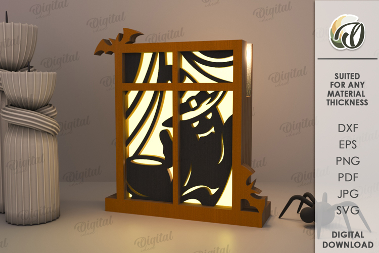 Halloween Window Lantern Laser Cut. Halloween Lamp SVG
