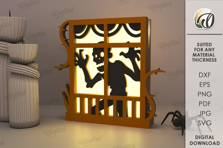 Halloween Window Lantern Laser Cut. Halloween Lamp SVG