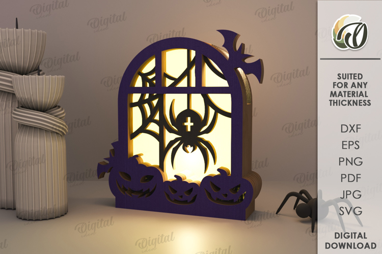 Halloween Window Lantern Laser Cut. Halloween Lamp SVG