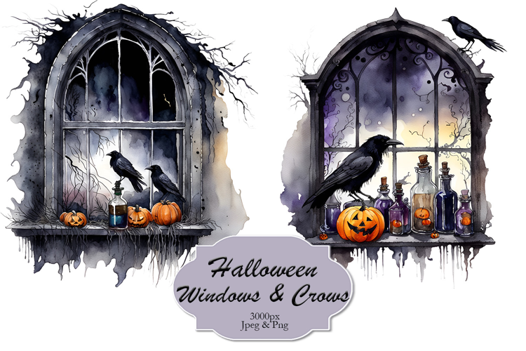 Halloween Windows and Crows Sublimation