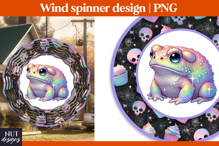 Pastel Halloween Frog Toad Spinner, Halloween wind spinner