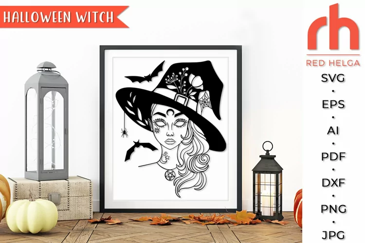 Halloween Witch SVG, Wiccan Cut File, Mystical Girl DXF
