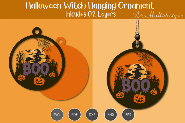 Halloween Witch Boo Hanging Ornament