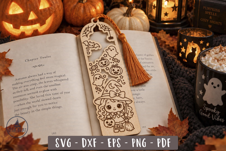 Halloween Witch Bookmark SVG Laser cut design