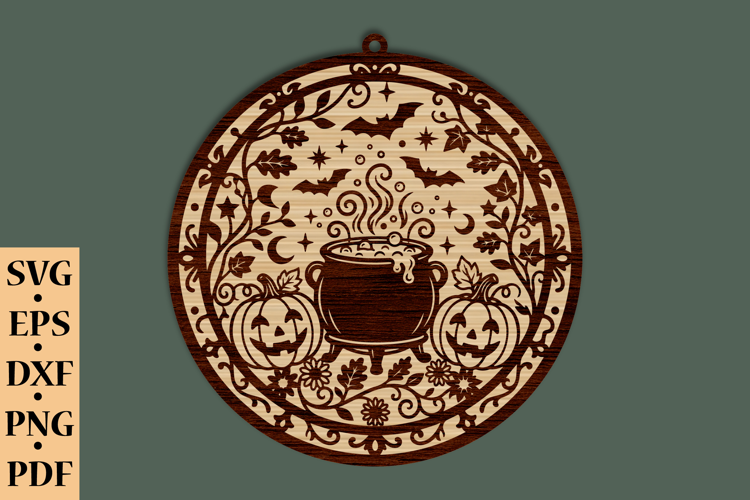 Halloween Witch Cauldron Ornament SVG