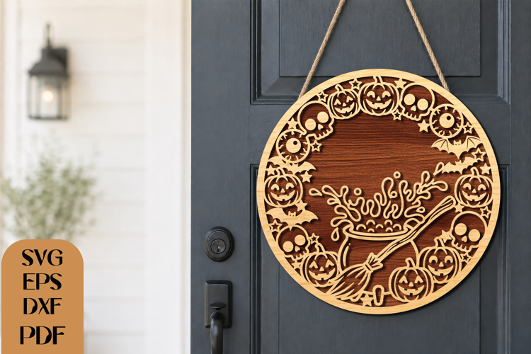 Halloween Witch Cauldron SVG Laser Cut File