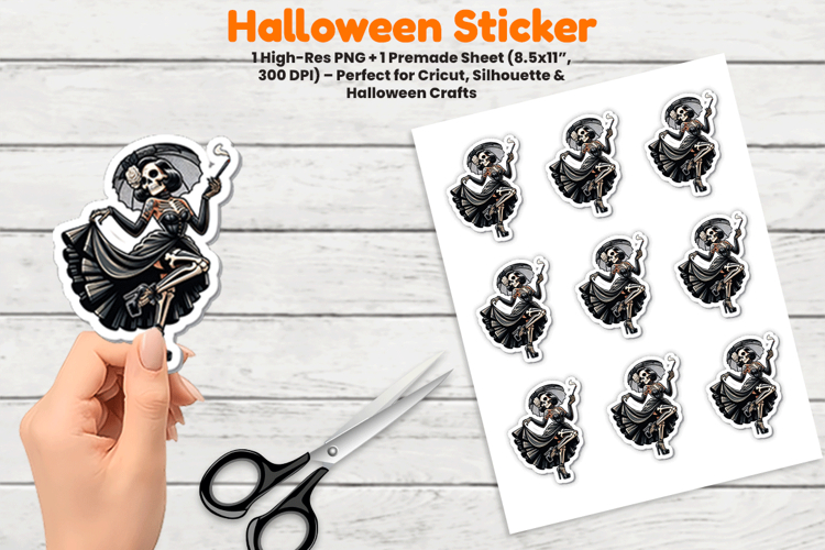 Halloween Witch Girl Pipe Sticker Sublimation Design PNG