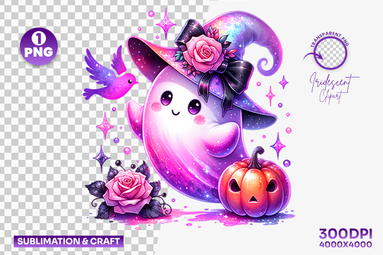 Halloween Witch Hat Pumpkin Ghost Clipart PNG Sublimation