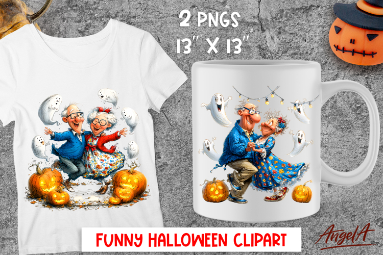Halloween clipart Elderly people Dancing Couple Ghosts PNG