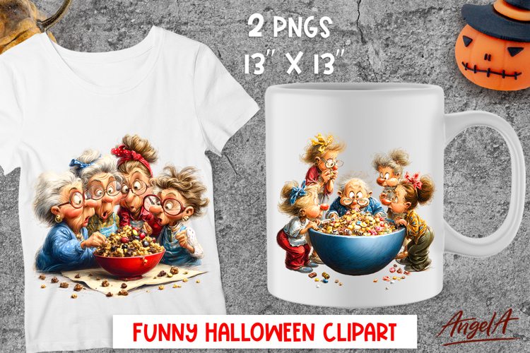 Halloween clipart cute elderly ladies eating sweets Friends