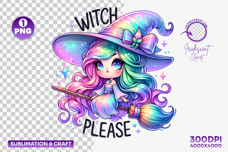 Halloween Witch Please Girl Clipart PNG Sublimation Design