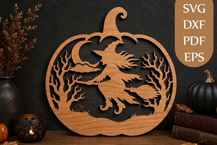 Halloween Witch Pumpkin Laser Cut