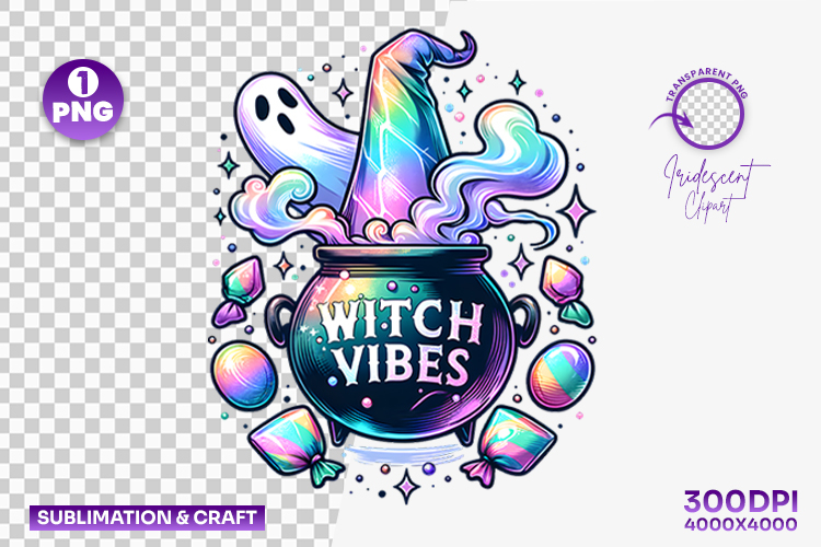 Halloween Witch Vibes Pastel Girl Ghost Clipart PNG Design