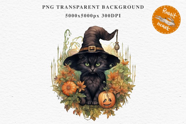 Halloween Wizard Kitten PNG Witch Black Cats Clipart Spooky