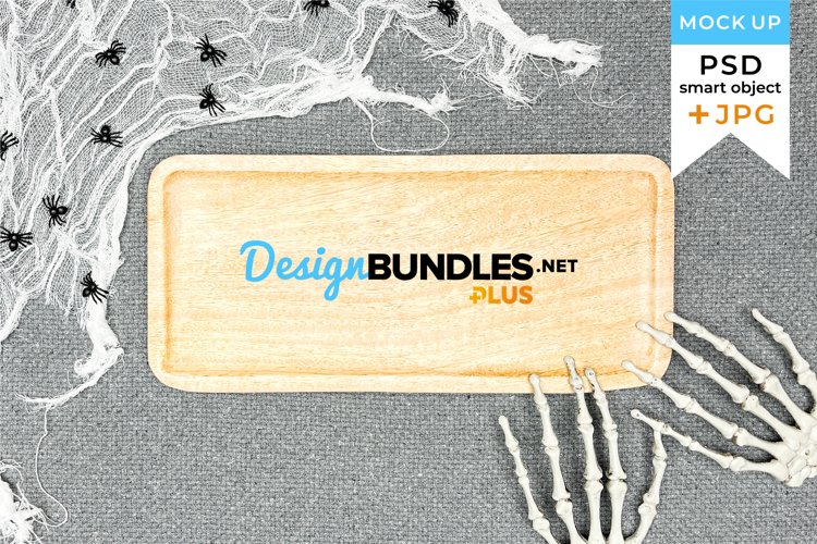 Halloween wood plate mockup | Halloween svg mockup example image 1