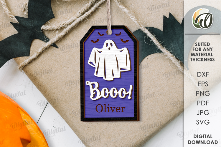Halloween Wooden Tag Lasercut. Boo SVG