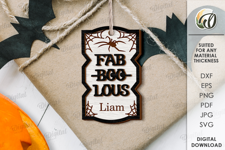Halloween Wooden Tag Lasercut. Fabboolous SVG