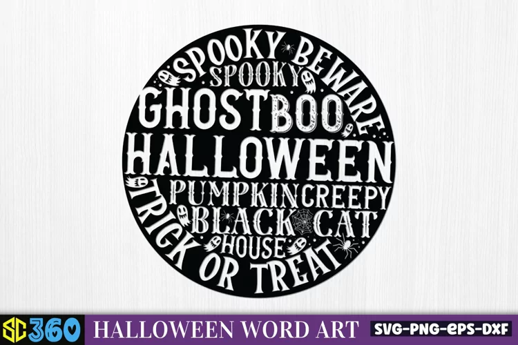 Round Halloween word art SVG SVG, Halloween SVG