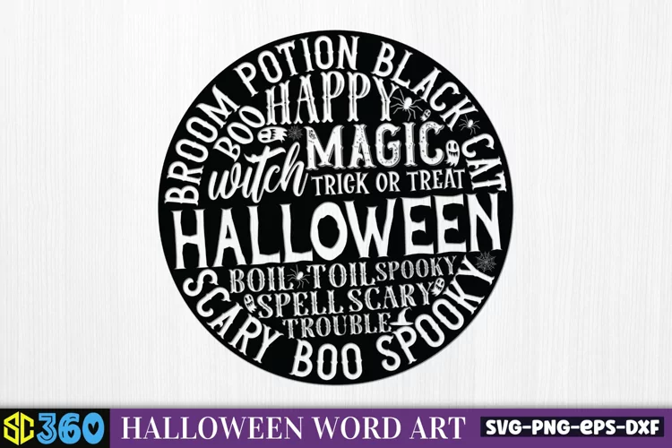 Round Halloween word art SVG SVG, Halloween SVG