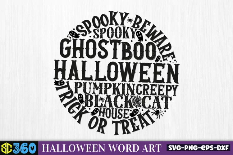 Round Halloween word art SVG SVG, Halloween SVG