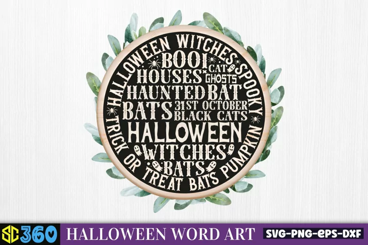 Round Halloween word art SVG SVG, Halloween SVG
