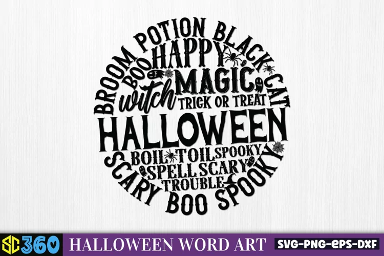 Round Halloween word art SVG SVG, Halloween SVG