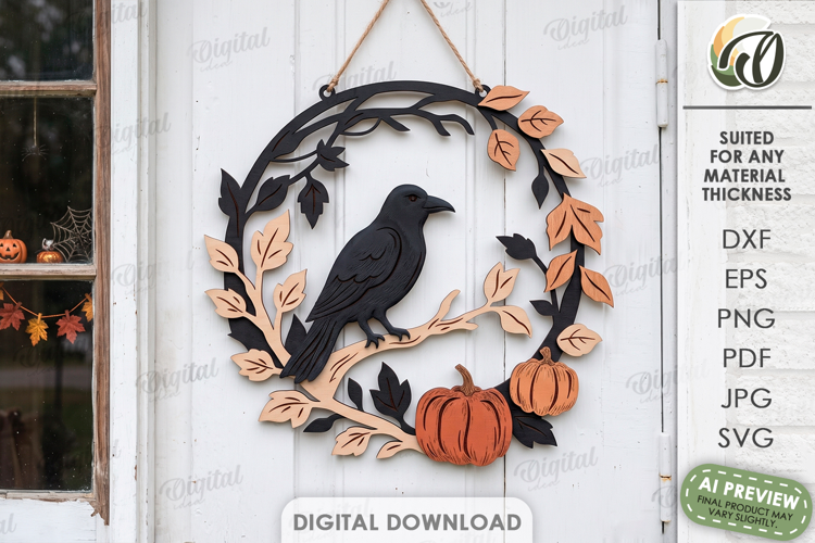 Halloween Wreaths Laser Cut. Door Sign. Wall Hanger SVG