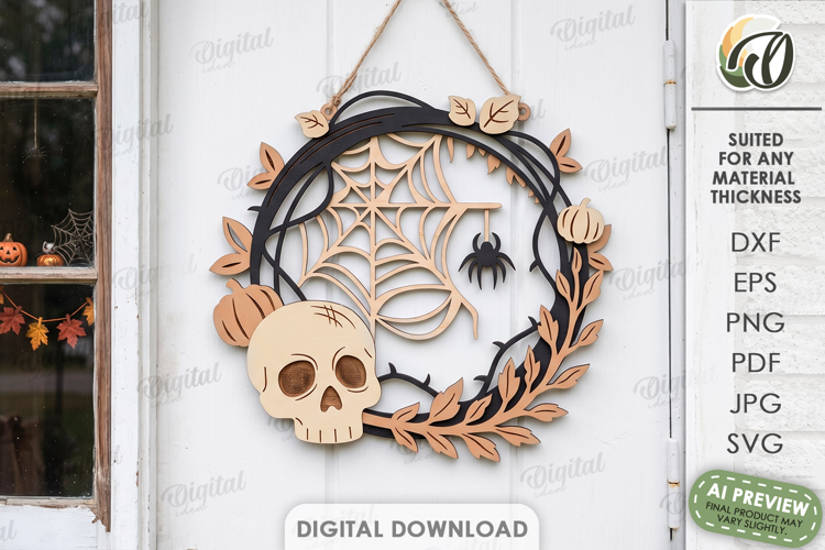 Halloween Wreaths Laser Cut. Door Sign. Wall Hanger SVG
