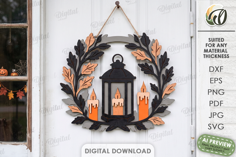 Halloween Wreaths Laser Cut. Door Sign. Wall Hanger SVG