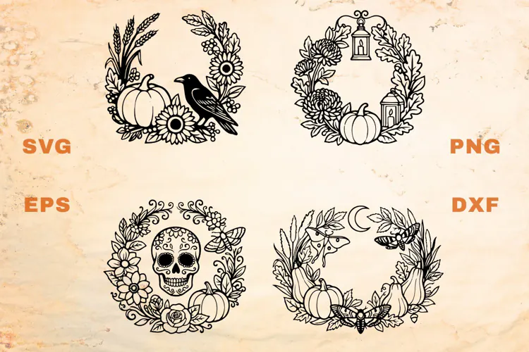 Halloween Laurel Wreaths