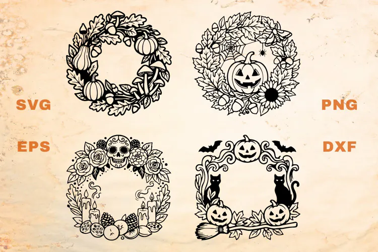 Halloween Fall Wreaths SVG