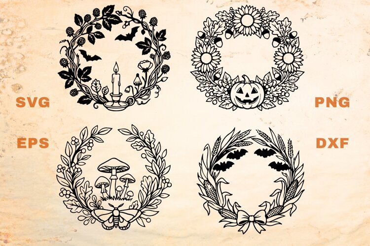 Halloween Witchy Wreaths SVG example image 1