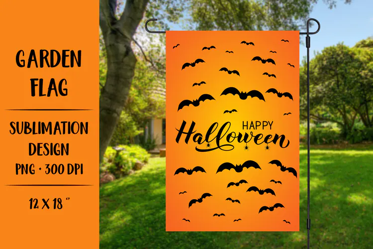Halloween bats garden flag sublimation design HGF001 DIGITAL