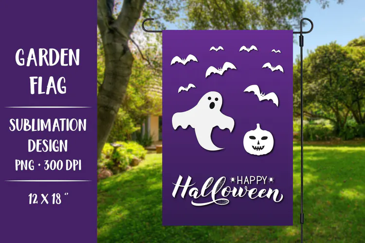 Halloween bats garden flag sublimation design HGF002 DIGITAL
