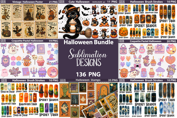 Halloween Clipart Bundle | Vintage Halloween Sublimation