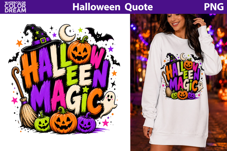 Halloween Magic Quote | Witchy Pumpkin Sublimation