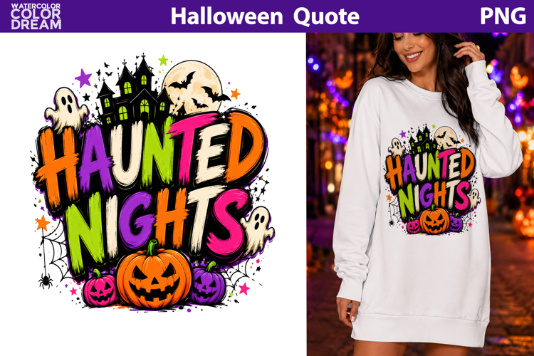 Haunted Nights Quote | Spooky Halloween Sublimation