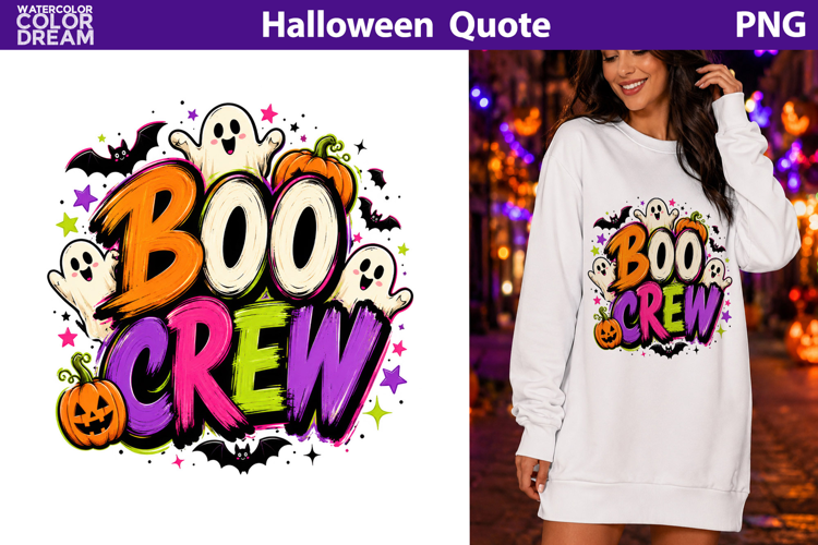 Boo Crew Halloween Quote | Cute Ghost Sublimation