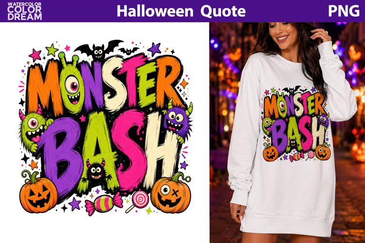 Monster Bash Halloween Quote | Cute Spooky Sublimation