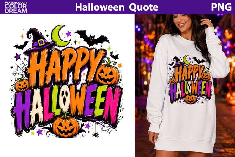 Happy Halloween Quote | Colorful Spooky Sublimation